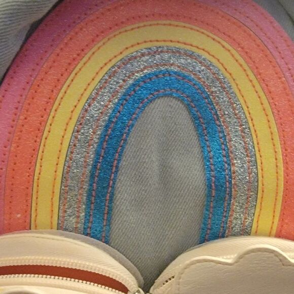 Unisex Kids Multicolor Striped Adjustable Strap Outer Pockets Backpack Rainbow - Picture 5 of 11